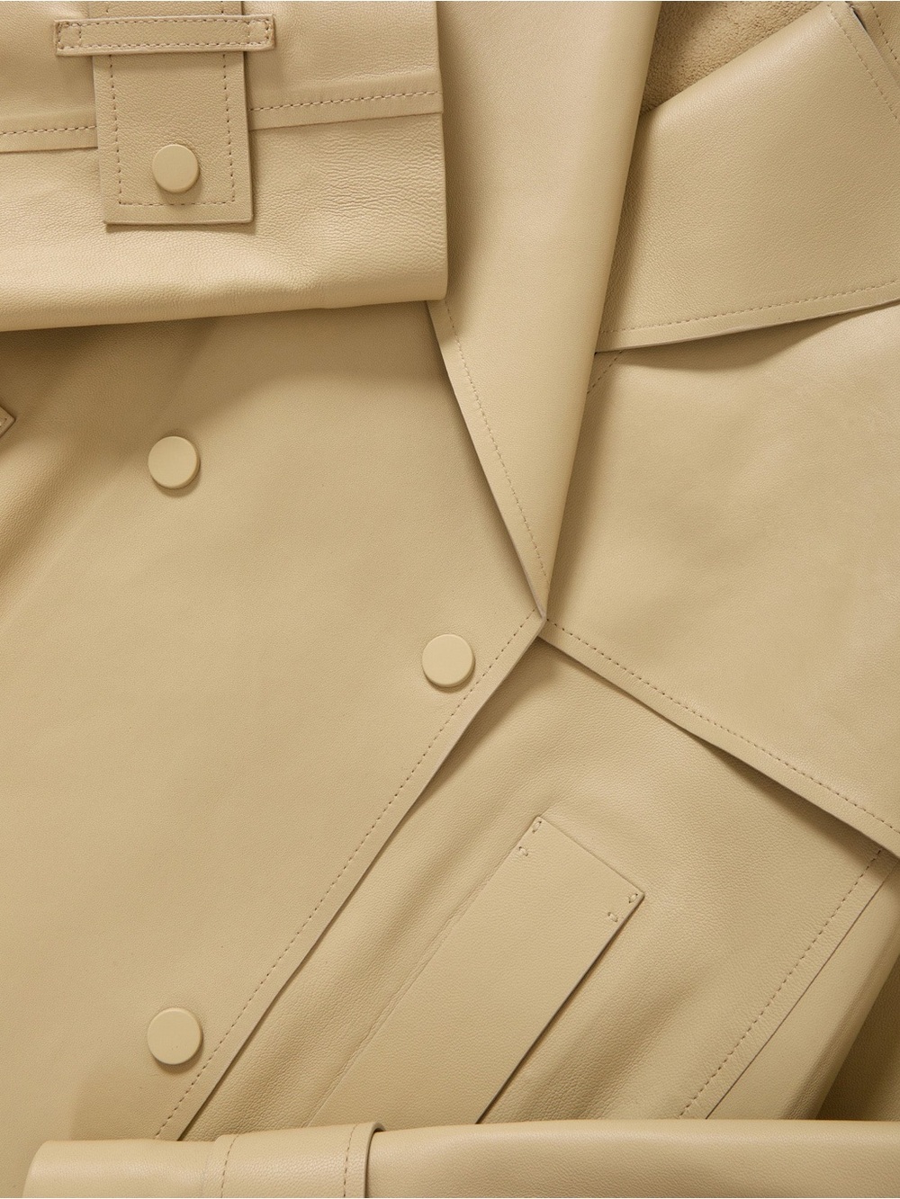 Heathcliff Cropped Leather Trench Coat - Picture 6 of 11